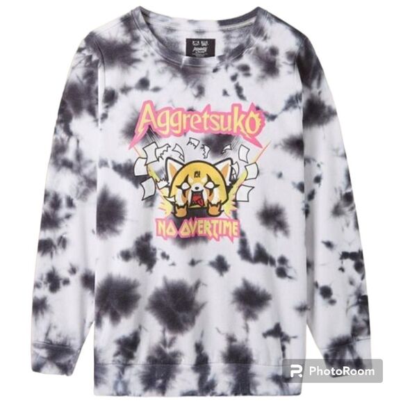 1X 14W 16W Torrid Black Pink Aggretsuko Sanrio Cozy Fleece Sweatshirt Tiedye NWT - Picture 1 of 7